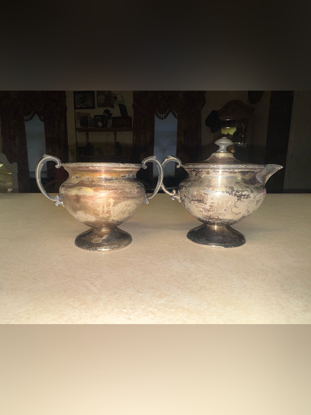 Vintage Apollo Sheffield nickel silver creamer and sugar bowls dishes with lid